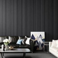 Plain Grey Black Striped Wallpaper