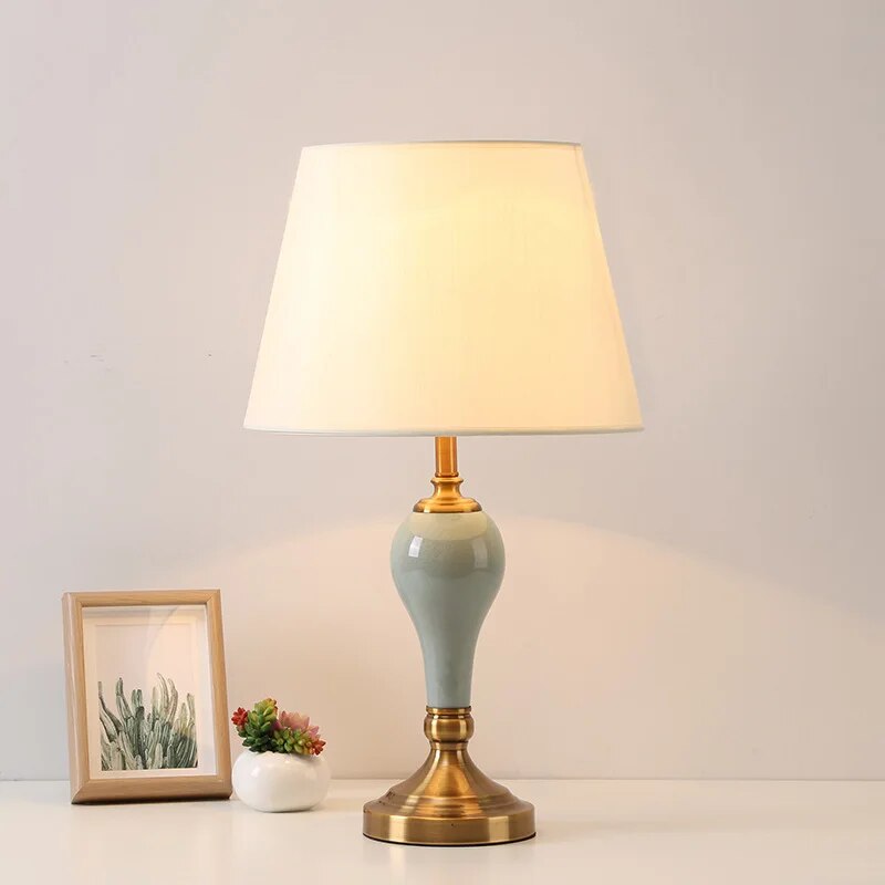 TUDA 33X60cm AmericanStyle Blue Ceramic Table Lamp