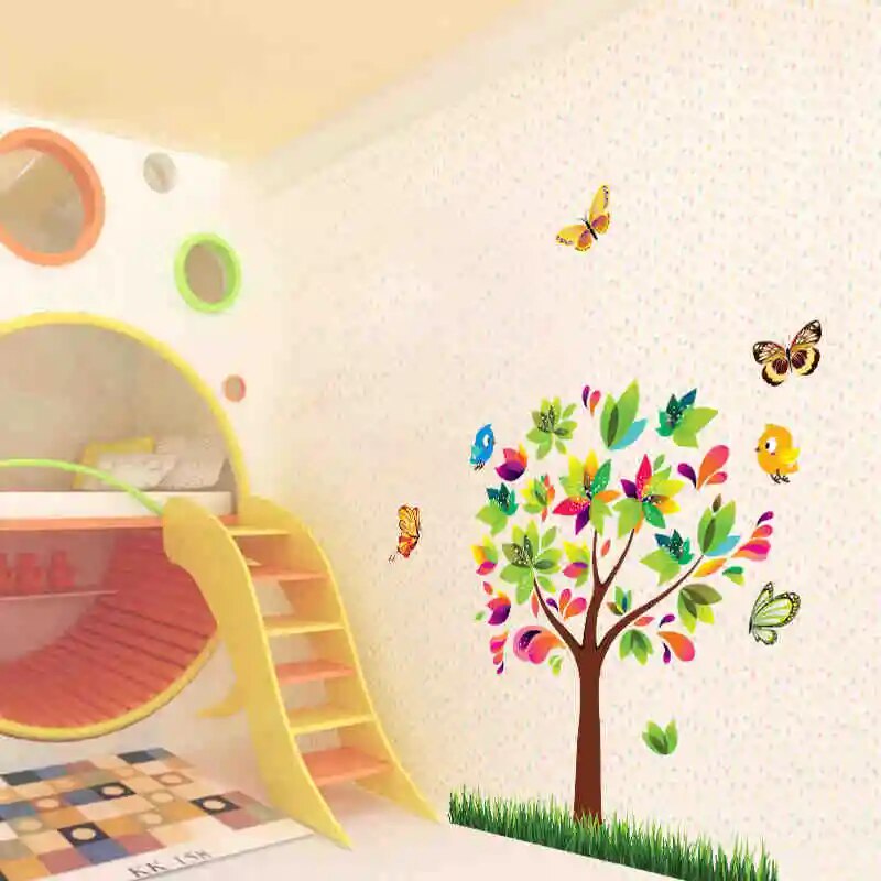 Tree Birds Vinyl Mural DIY Wall Sticker Home Decor Wall Decals For Kids Room Baby Nursery Room Decoration