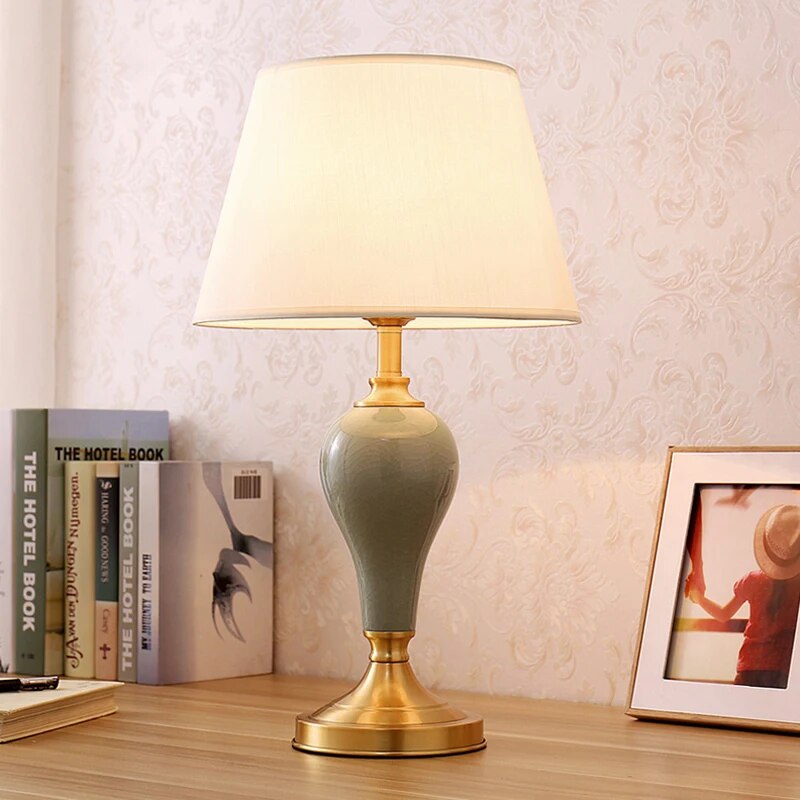 TUDA 33X60cm AmericanStyle Blue Ceramic Table Lamp