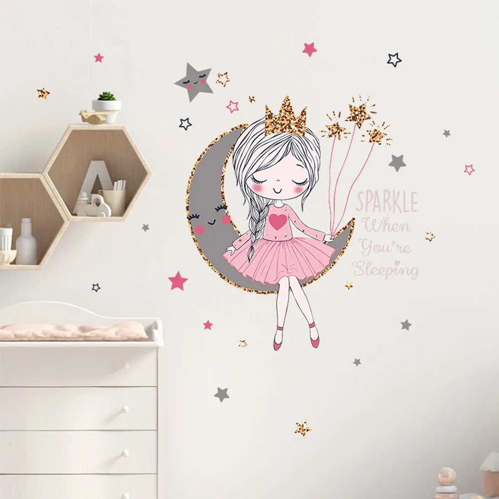 Princess On The Moon Wall Sticker