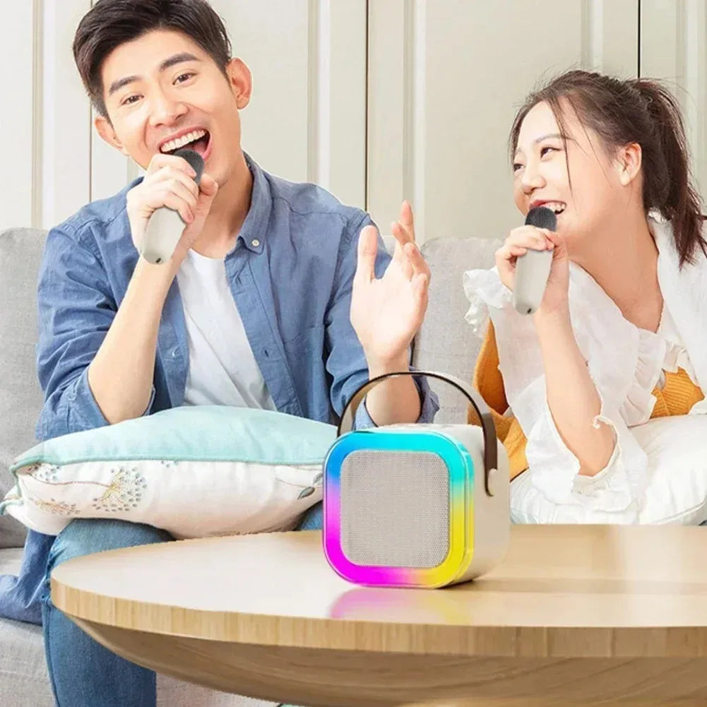 K12 Karaoke Machine Portable Bluetooth 5.3 PA Speaker System with 2 Wireless Microphones Home Family Singing Children's Gifts