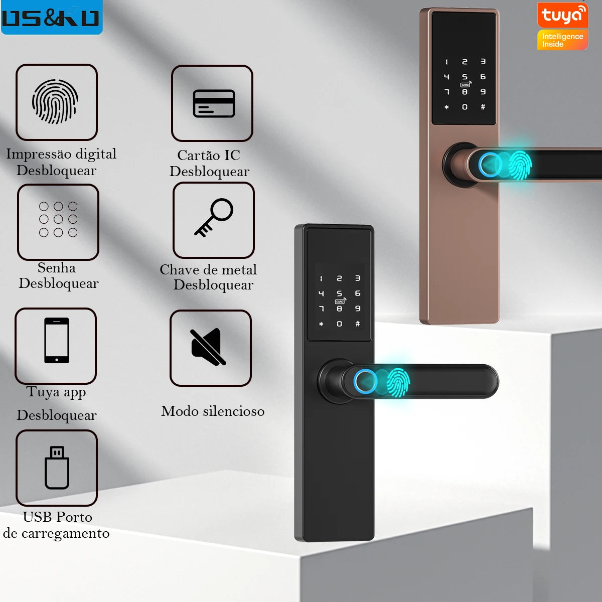 Local Products Biometric Electronic Door Lock Digital Black Smart Lock Tuya App Remote Unlocking Lock Fingerprint Door Lock