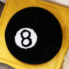 Plush 8 Ball Rug Creative Soft Round 8 Ball Carpet Anti-slip Skin Friendly 8 Ball Mat Hoom Decor