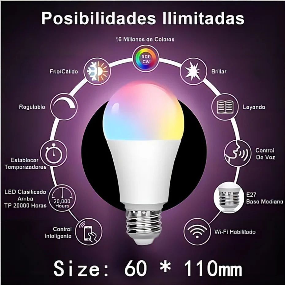 Smart WiFi Led Bulb 15W RGB LED Light Cozylife APP Dimmable Lightbulbs Works With Alexa Google Home Voice Control Magic LED Lamp