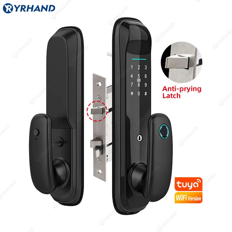 YRHAND Tuya Wifi قفل إلكتروني رقمي للمنزل الذكي قفل رقمي بيومتري بصمة قفل باب ذكي