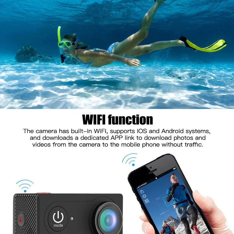 Action Camera Ultra HD 1080P 4K/30fps WiFi 2.0-inch 170D 30M Underwater Waterproof Video Recording Sport Camera And Accessories