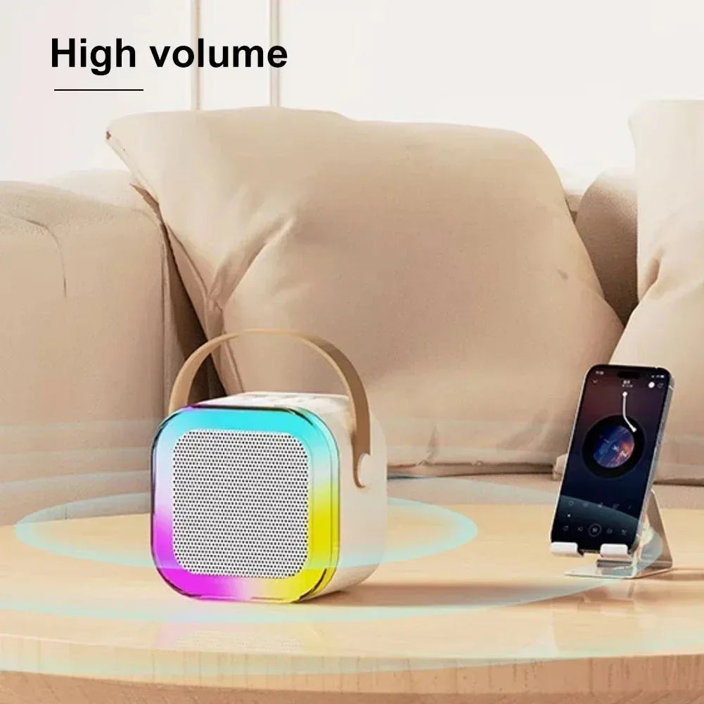 K12 Karaoke Machine Portable Bluetooth 5.3 PA Speaker System with 2 Wireless Microphones Home Family Singing Children's Gifts