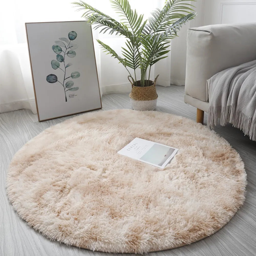 Rug Plush Round Rug Mat Kid Room Decoration Salon Thick Pile Rug For Living Room Soft Home Decoration