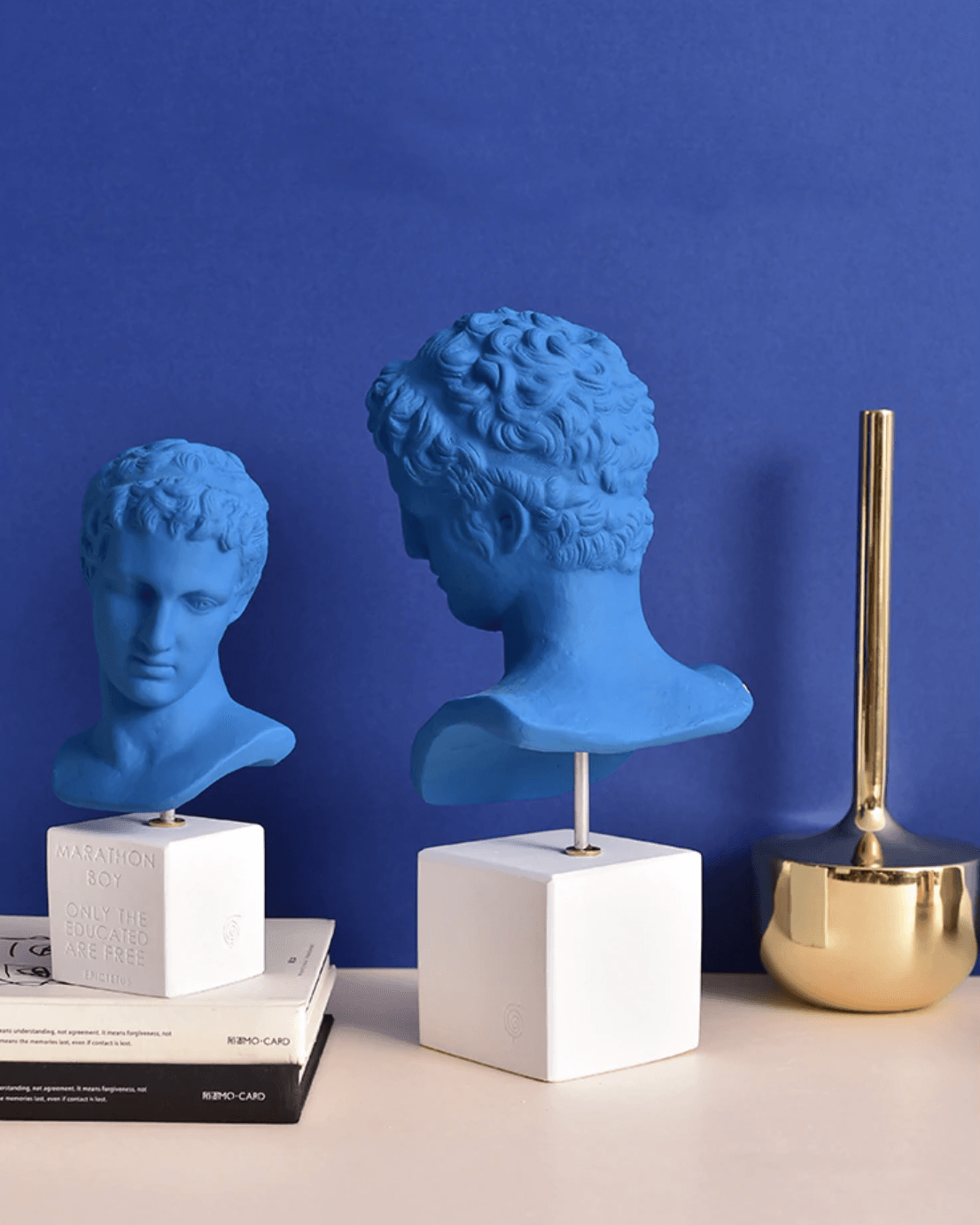 Blue David's Head Bust Statue