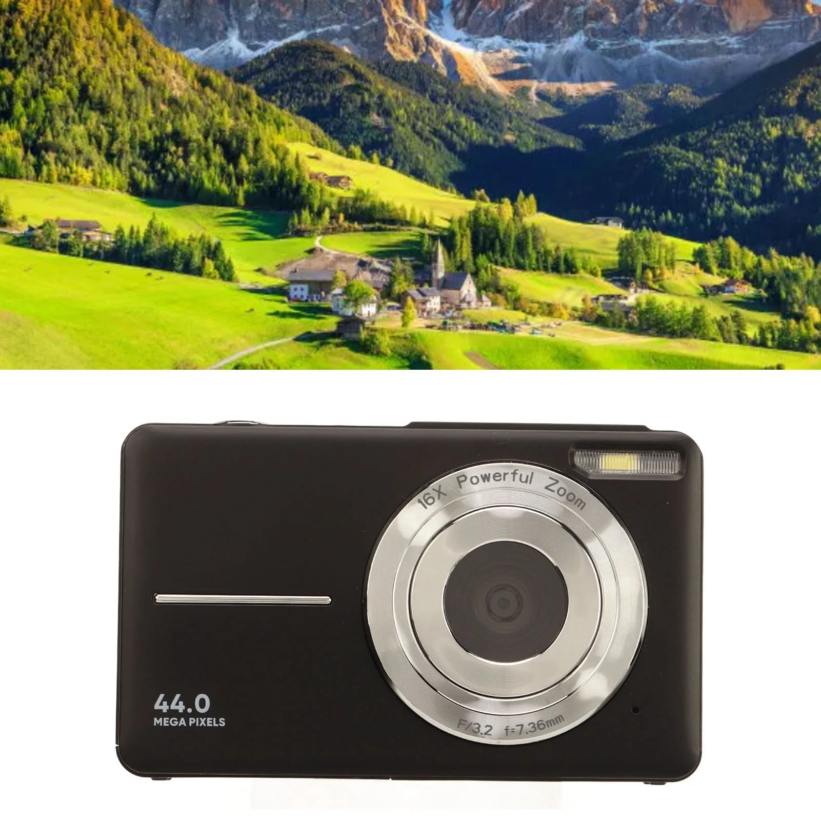 Digital Camera HD 1080P 44M 16X Zoom Autofocus 2.4 Inch IPS Screen Portable Pocket Digital Camera US Plug 100‑240V