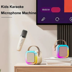 K12 Karaoke Machine Portable Bluetooth 5.3 PA Speaker System with 2 Wireless Microphones Home Family Singing Children's Gifts