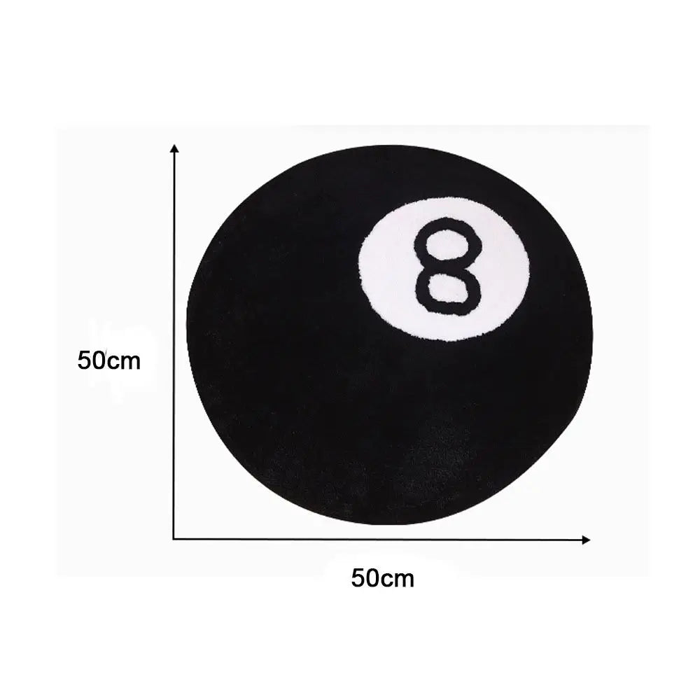 Plush 8 Ball Rug Creative Soft Round 8 Ball Carpet Anti-slip Skin Friendly 8 Ball Mat Hoom Decor