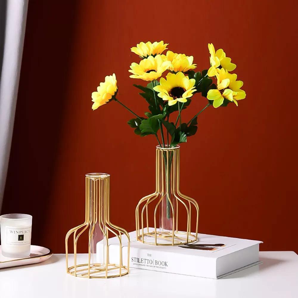 Test Tube Vase with Bottleneck Iron Stand