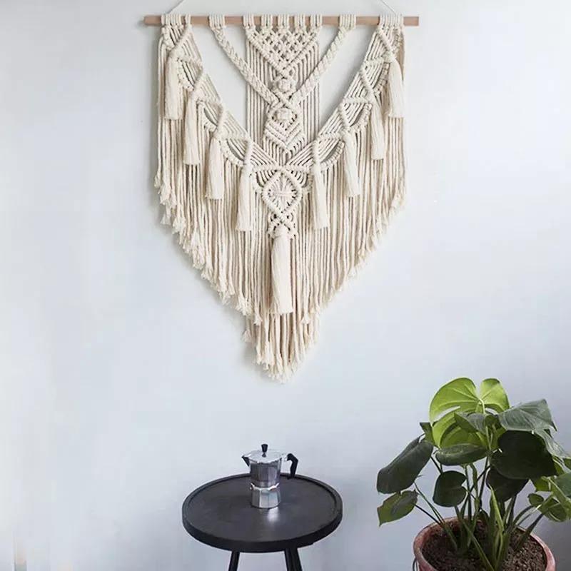 Hand-Woven Boho Macrame Wall-Hanging Tapestry