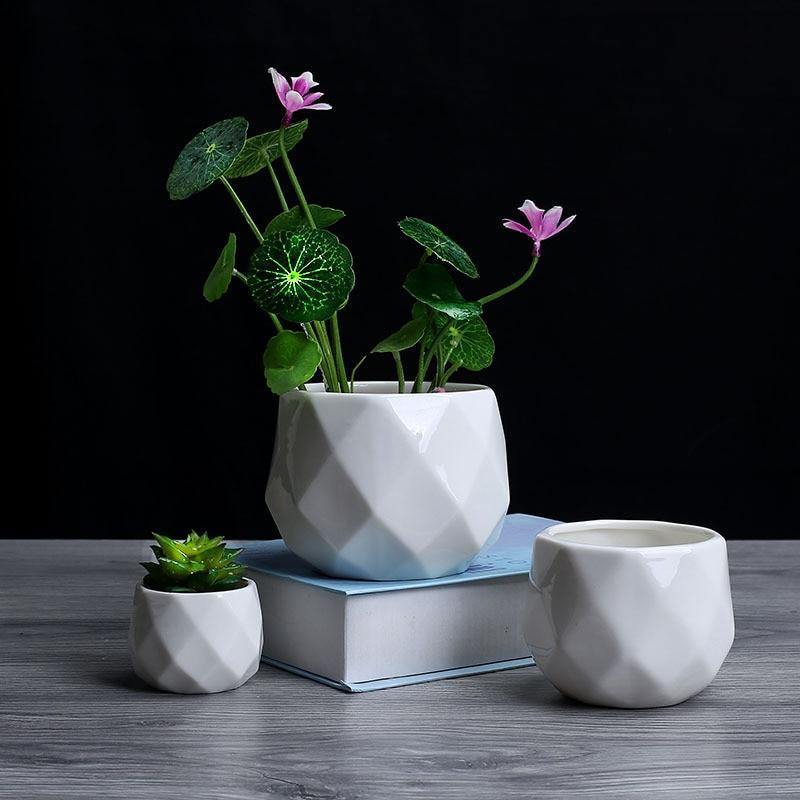 Rounded Diamond Ceramic Succulent Planters