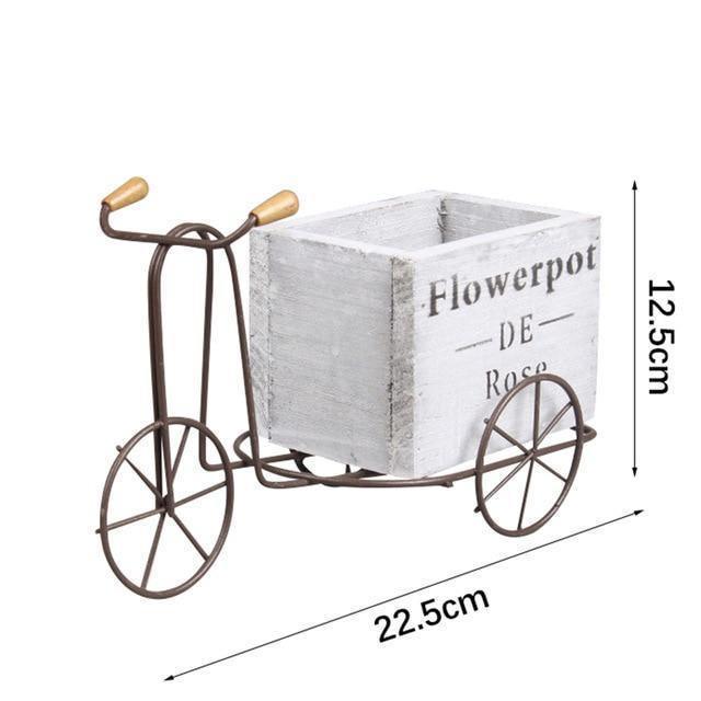 Tabletop Wrought Iron Tricycle with Wooden Planter Box