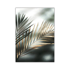 Nordic Wall Art Golden Palm Leaf Plant Canvas Poster