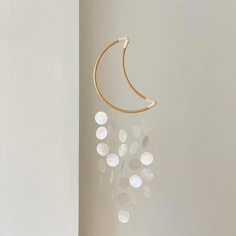 Handmade Nursery Shell Mobile Wind Chime Moon | Sage & Sill