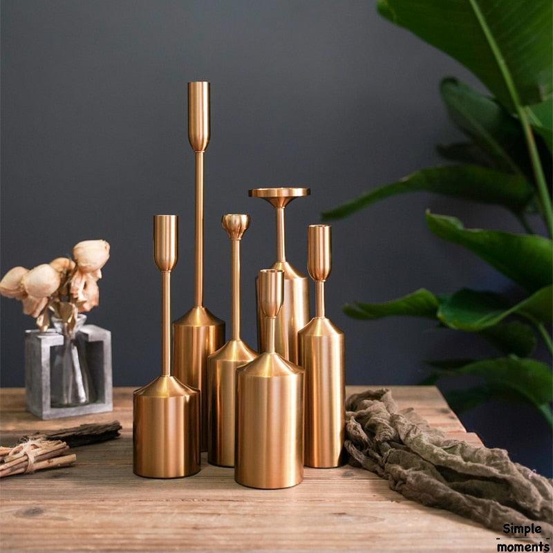 Gold Pillar Candle Holders