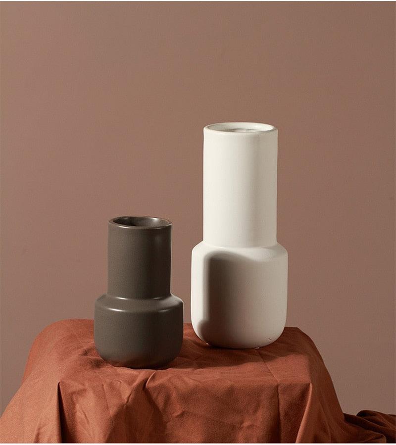 Taupe Monochrome Ceramic Vases