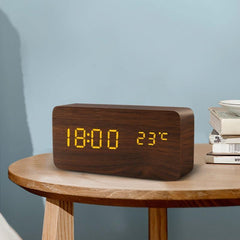 Wooden Cube LED Alarm Clock