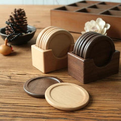 Pine Wood Coasters 6-Piece Set