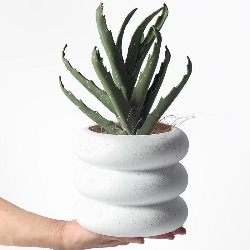 Round Rolls Ceramic Plant Pot