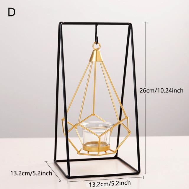 حامل شموع أو مزهرية معلقة من الحديد بشكل هندسي